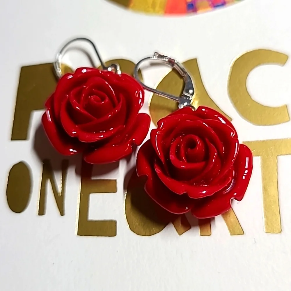 Earrings - Red Roses - Picture 2 of 4